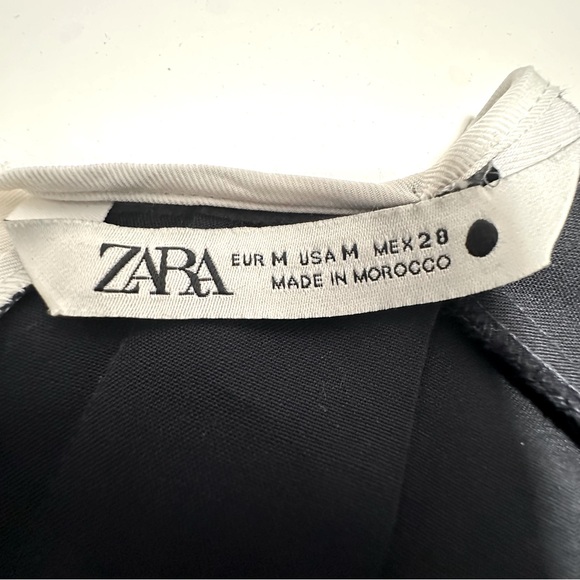 ZARA Women Pleated Patchwork Dress Navy Blue M - Picture 7 of 12